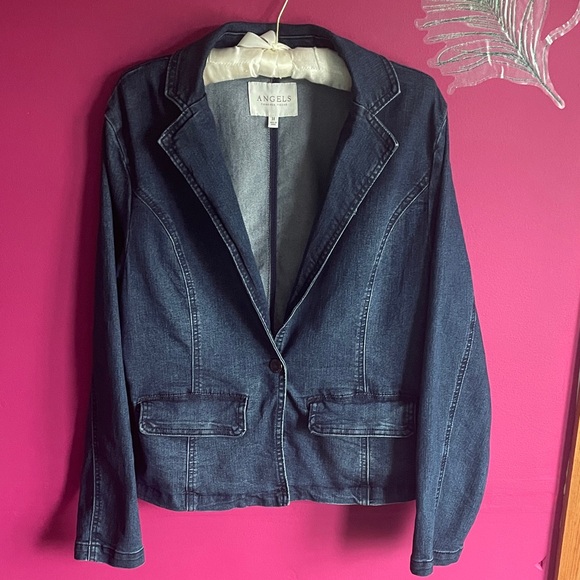 Denim Blazer Collared Dress Jacket - Picture 1 of 7